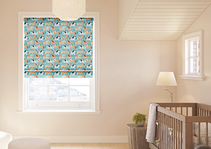Pony Pals, Turquoise - Roman Blind - Image 3